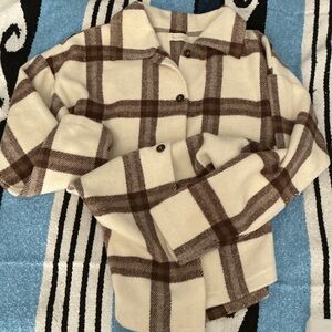 MELLODAY Checkered Shirt in Cream and Brown (Shacket)